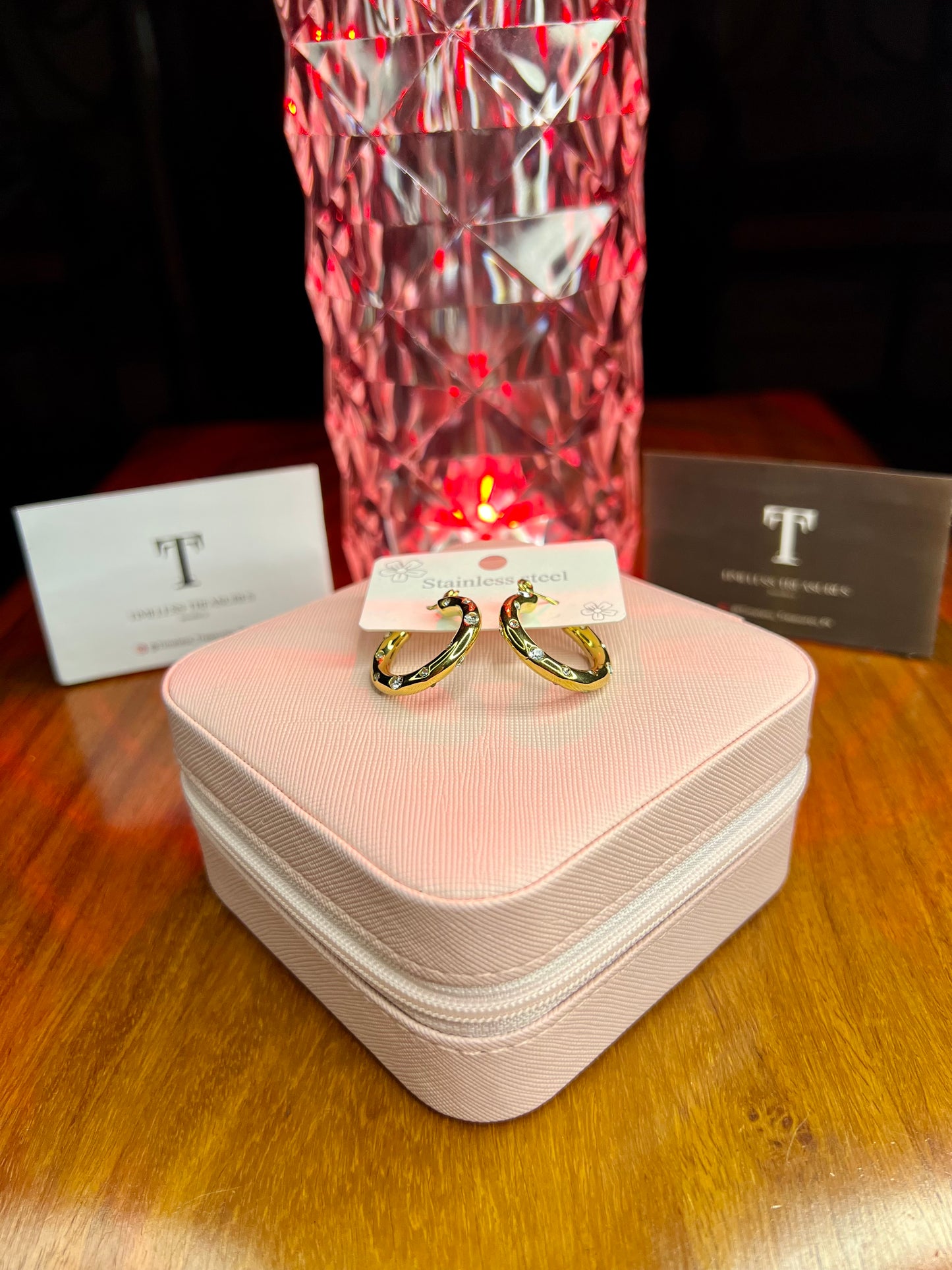 Premium Quality Stainless Steel 18k Stone Studded Luxury Earrings