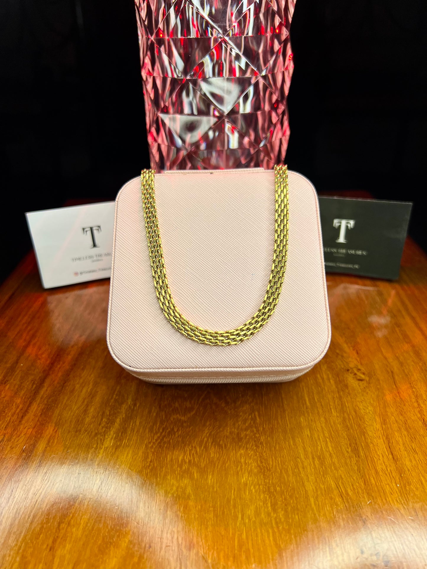 Premium Quality Stainless Steel 18k Mesh Chain Sleek Necklace
