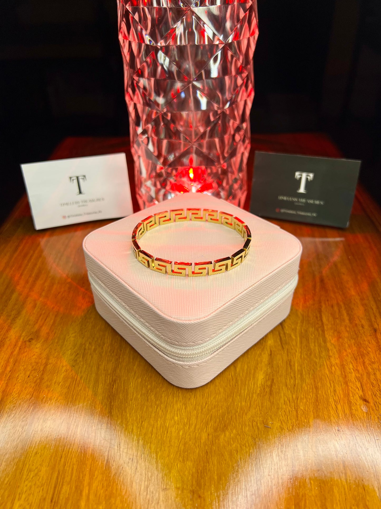 Premium Quality Stainless Steel 18k Golden Maze Greek Bangle