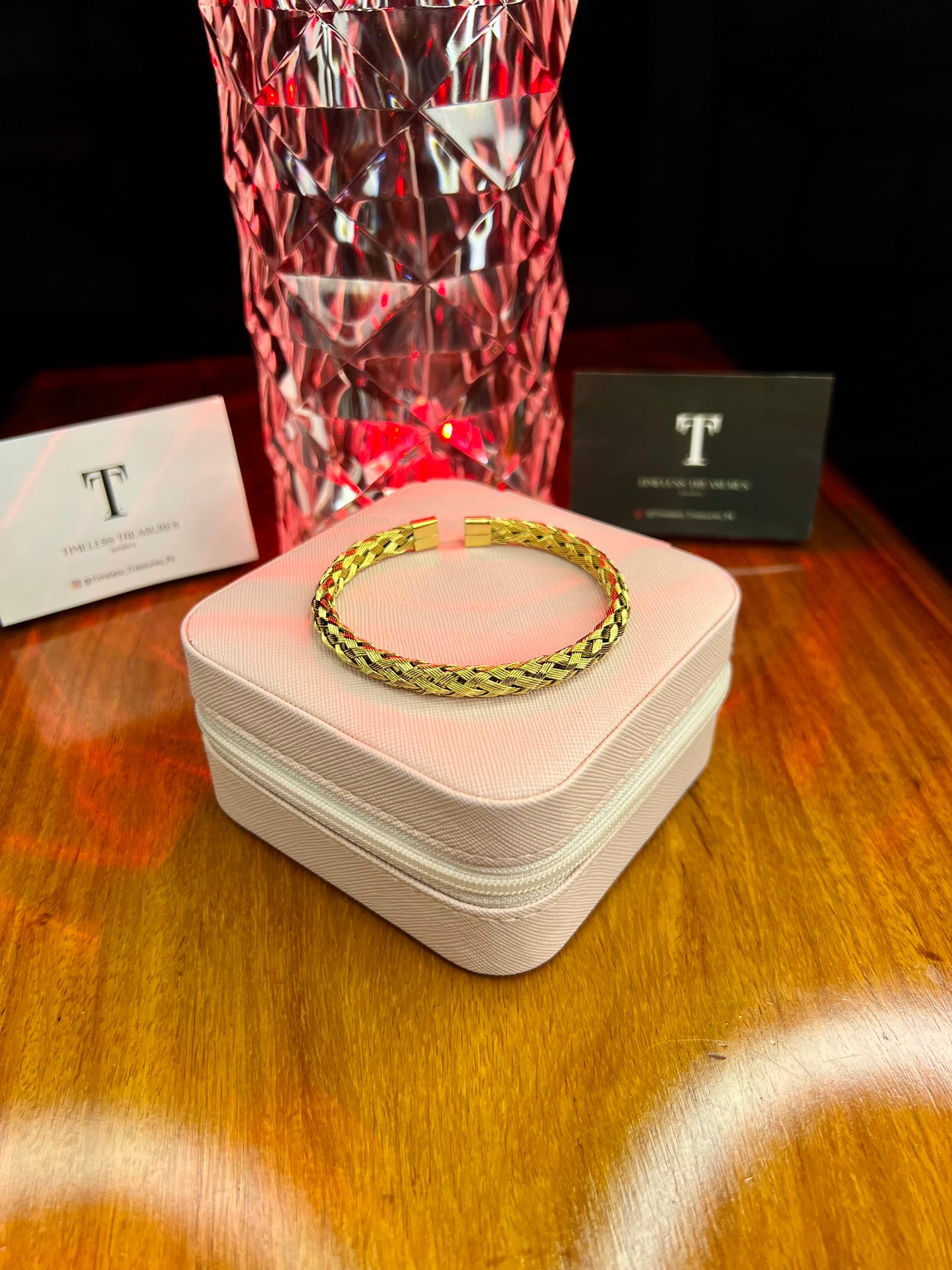 Premium Quality Stainless Steel 18k Golden Braided Cuff