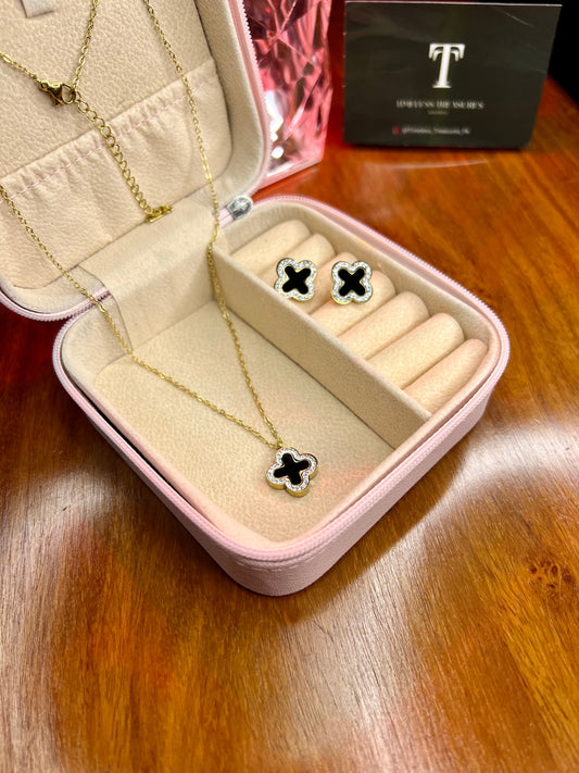 Premium Quality Stainless Steel 18k Luxury Clover Necklace Earring Set
