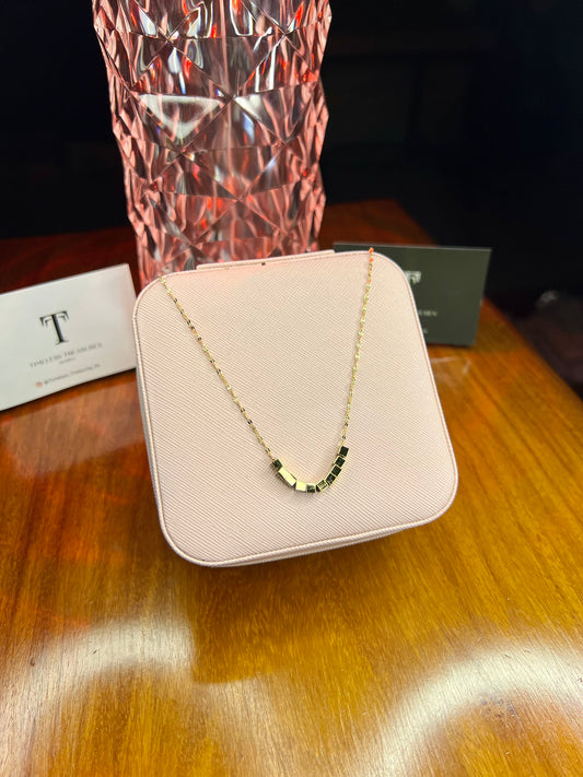 Premium Quality Stainless Steel 18k Gold Block Necklace