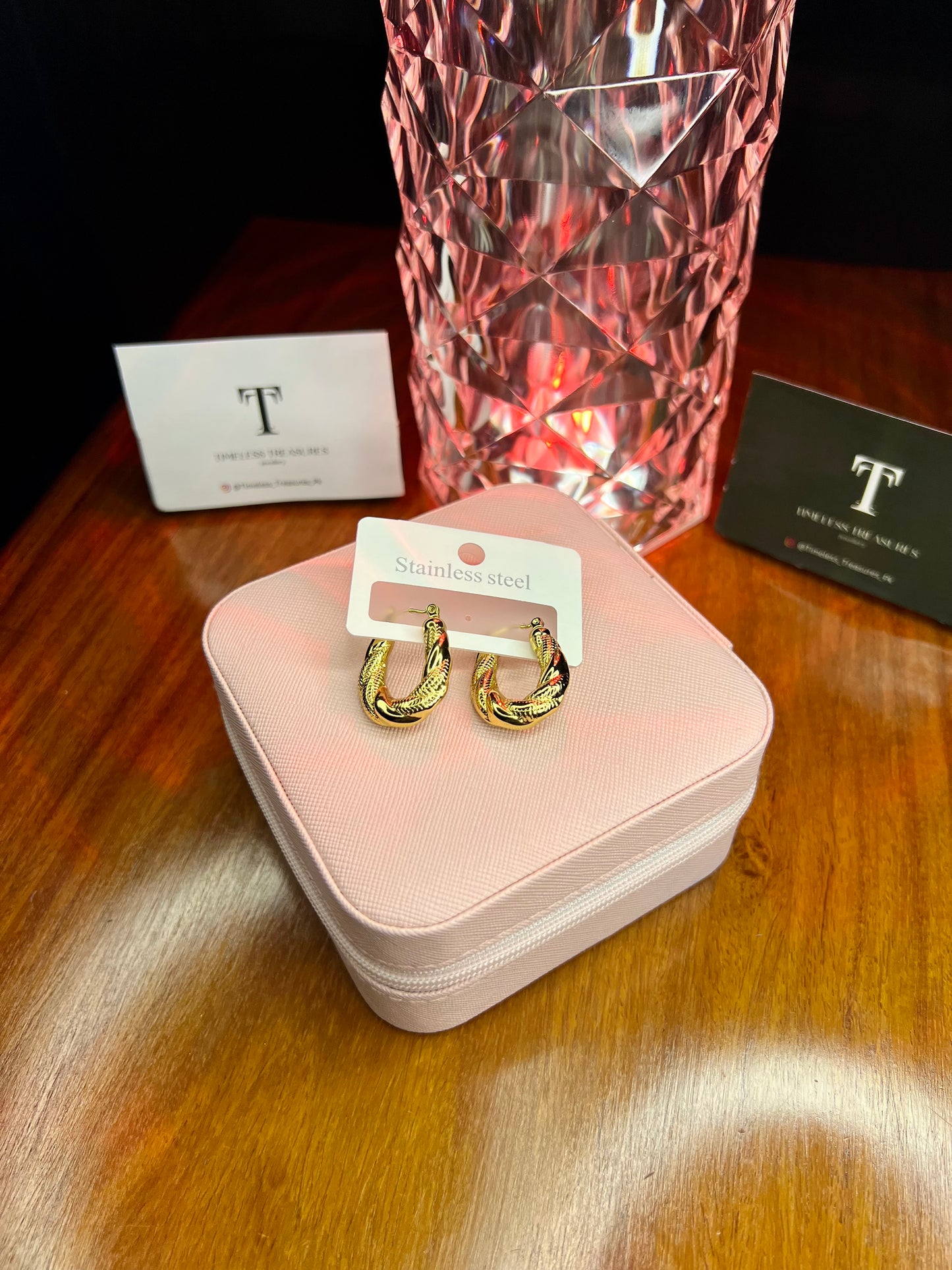 Premium Quality Stainless Steel 18k Gold Luxury Twist Earrings