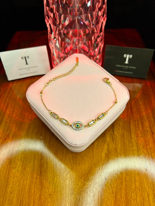 Premium Quality Stainless Steel 18k Divine Eye Stone Bracelet