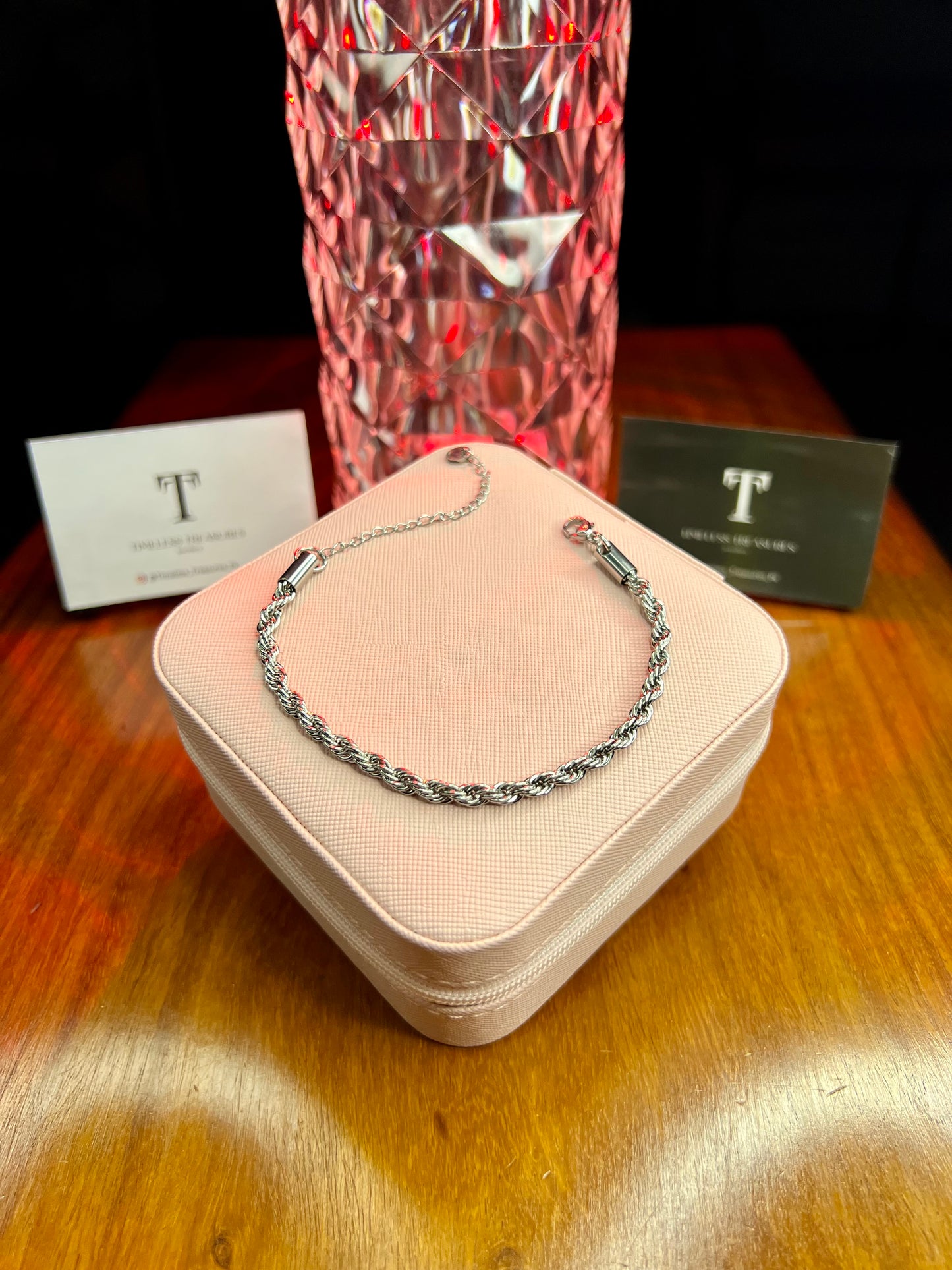 Premium Quality Stainless Steel 18k Rope Chain Bracelet (Silver)