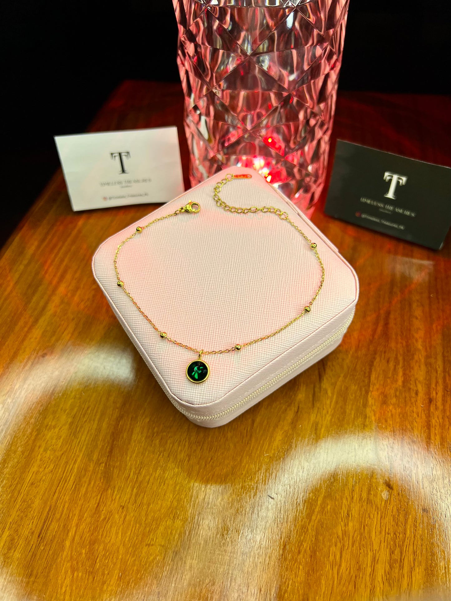 Premium Quality Stainless Steel 18k Emerald Glow Anklet