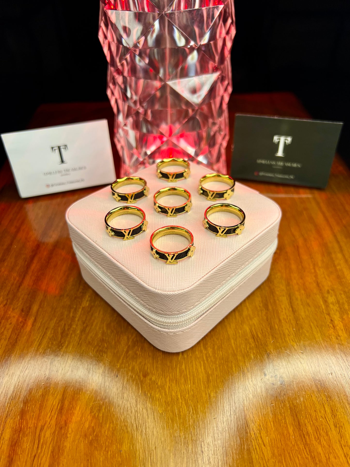 Premium Quality Stainless Steel 18k Lv Leather Gold Ring