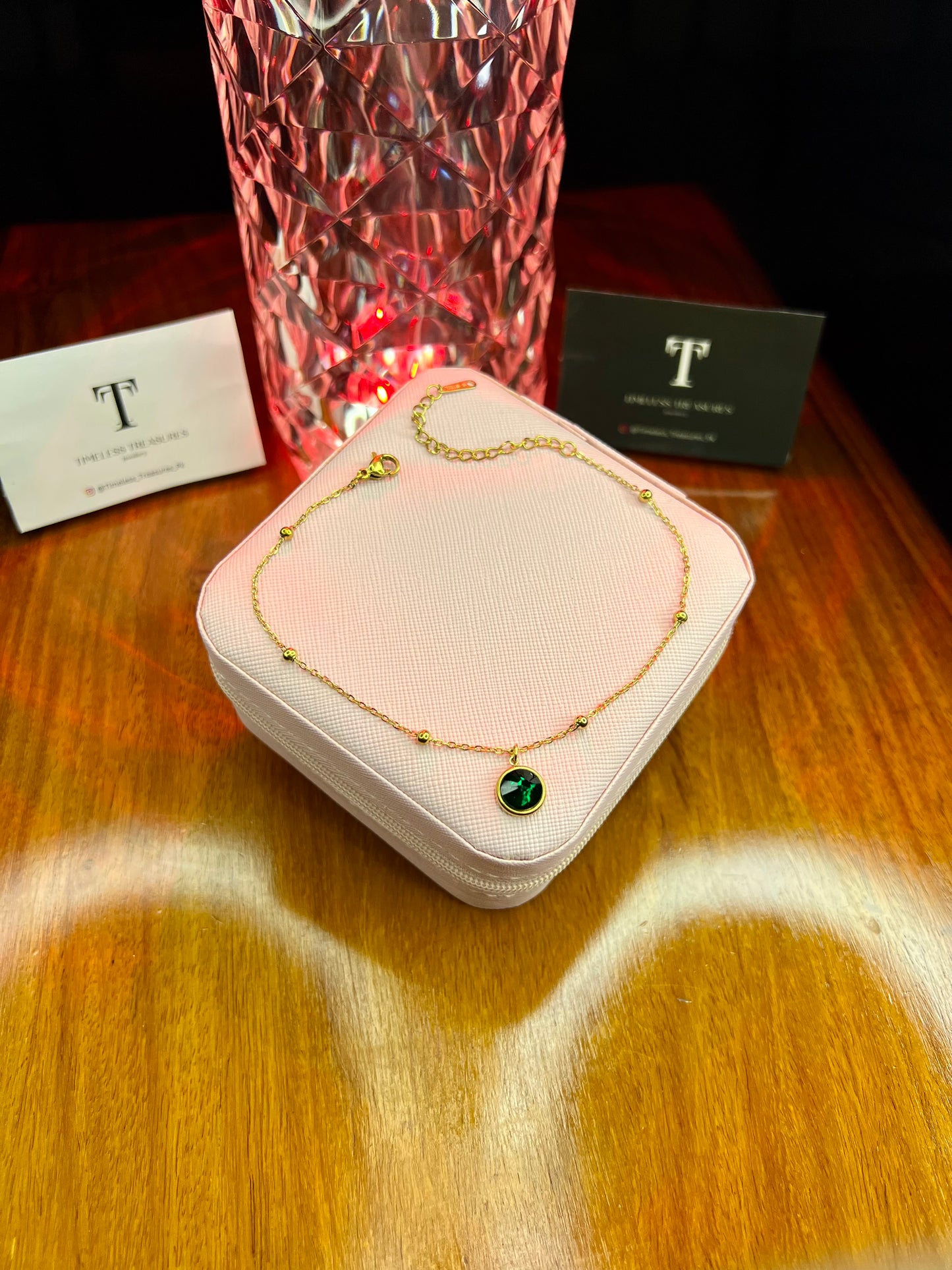 Premium Quality Stainless Steel 18k Emerald Glow Anklet