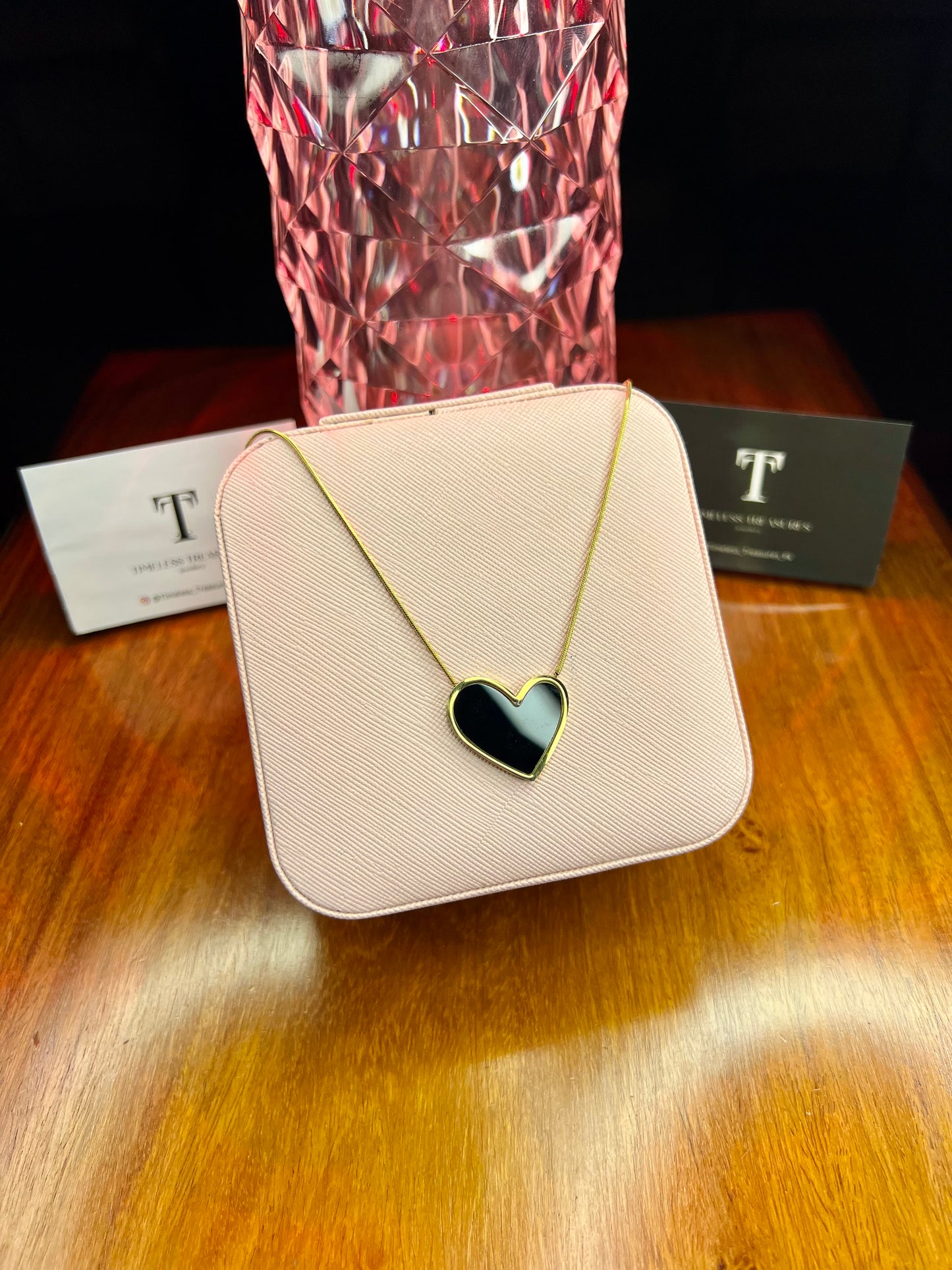 Premium Quality Stainless Steel 18k Black Hearts Necklace