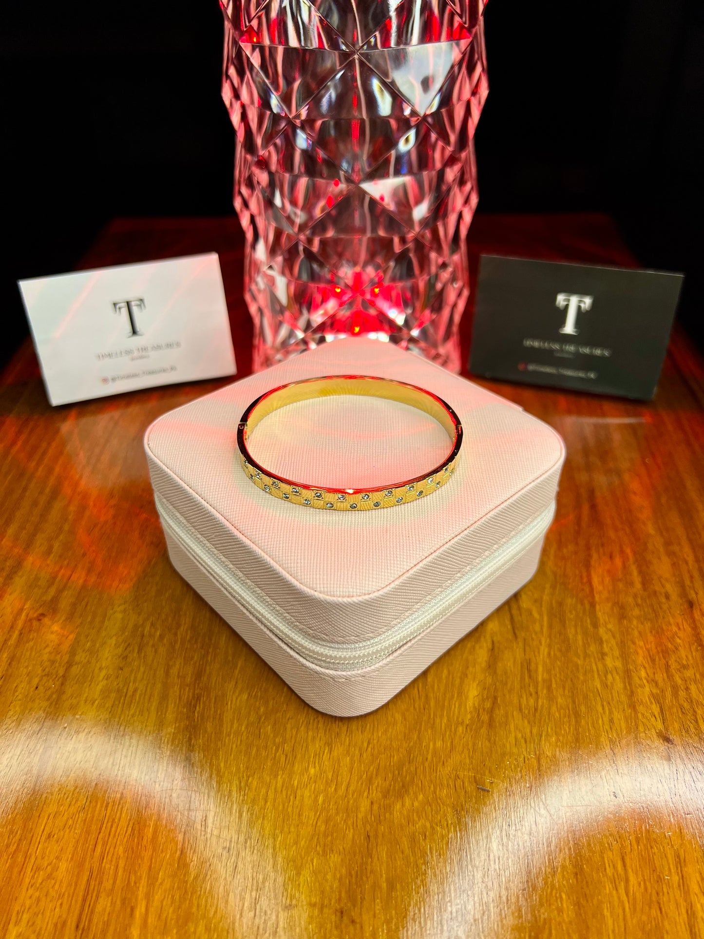 Premium Quality Stainless Steel 18k Crystal Bloom Bangle