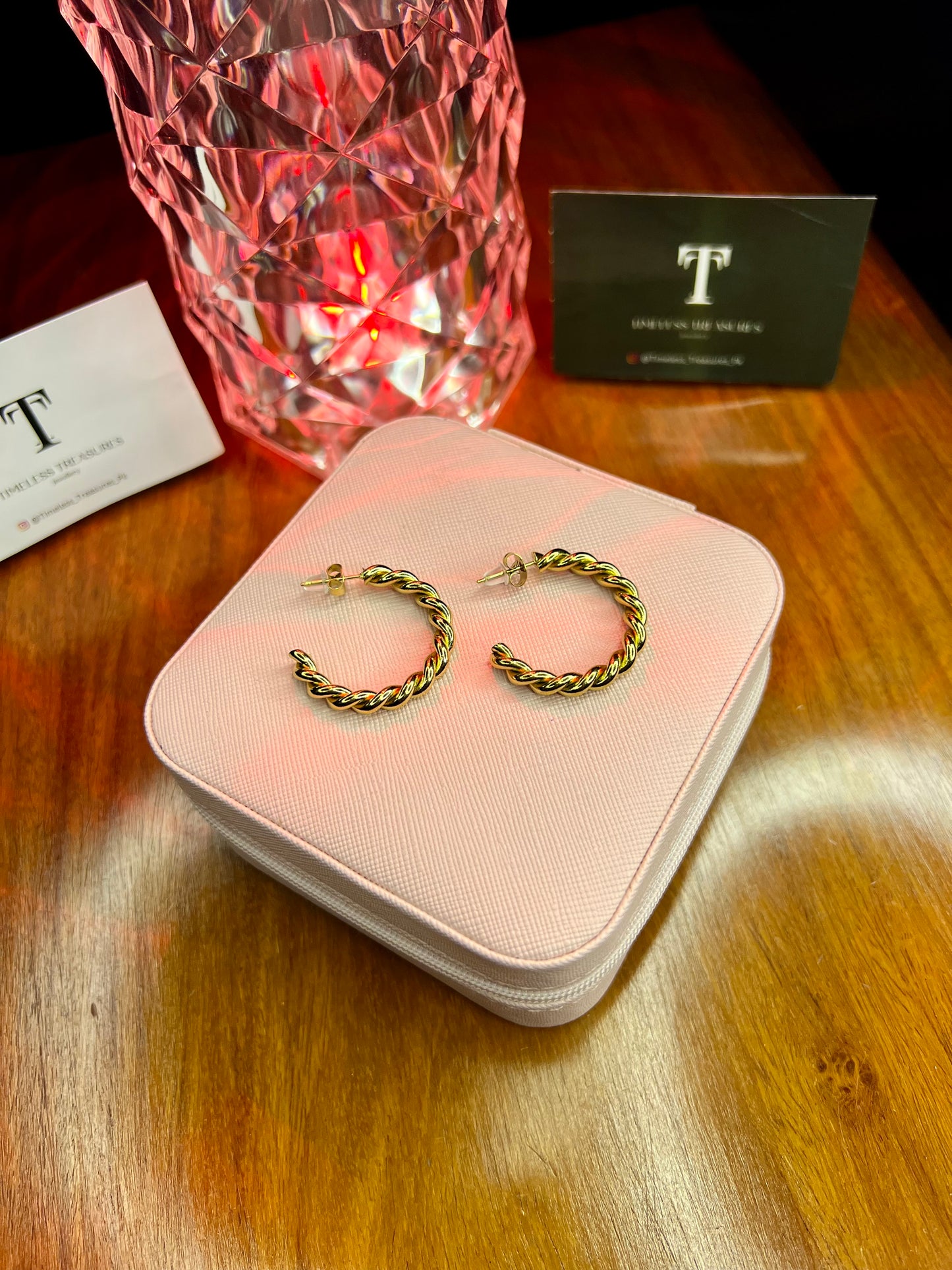 Premium Quality Stainless Steel 18k Twisted Gold hoops