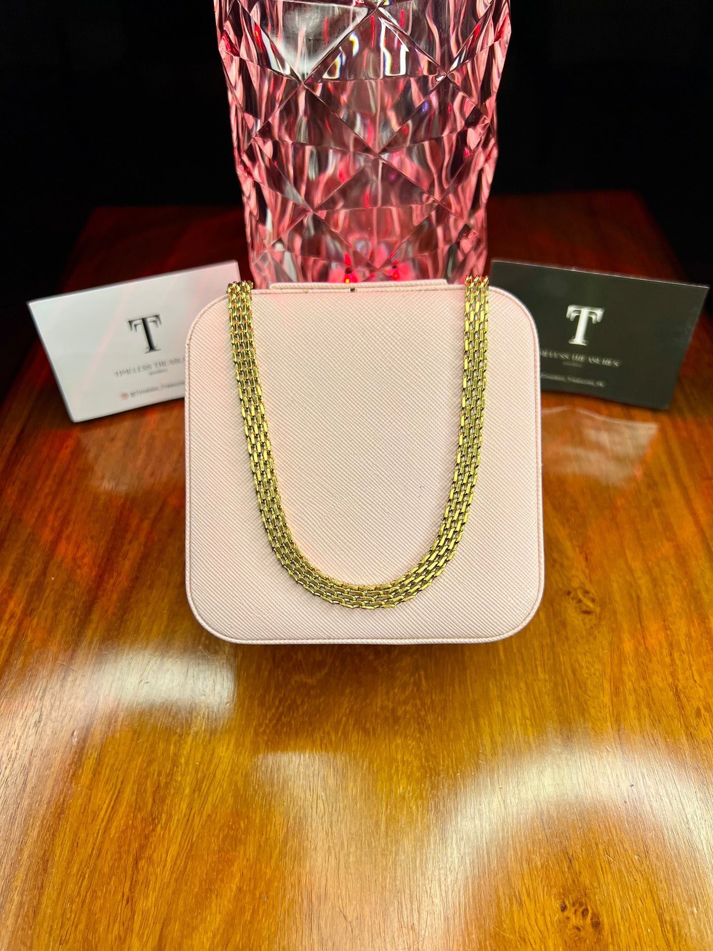 Premium Quality Stainless Steel 18k Mesh Chain Sleek Necklace