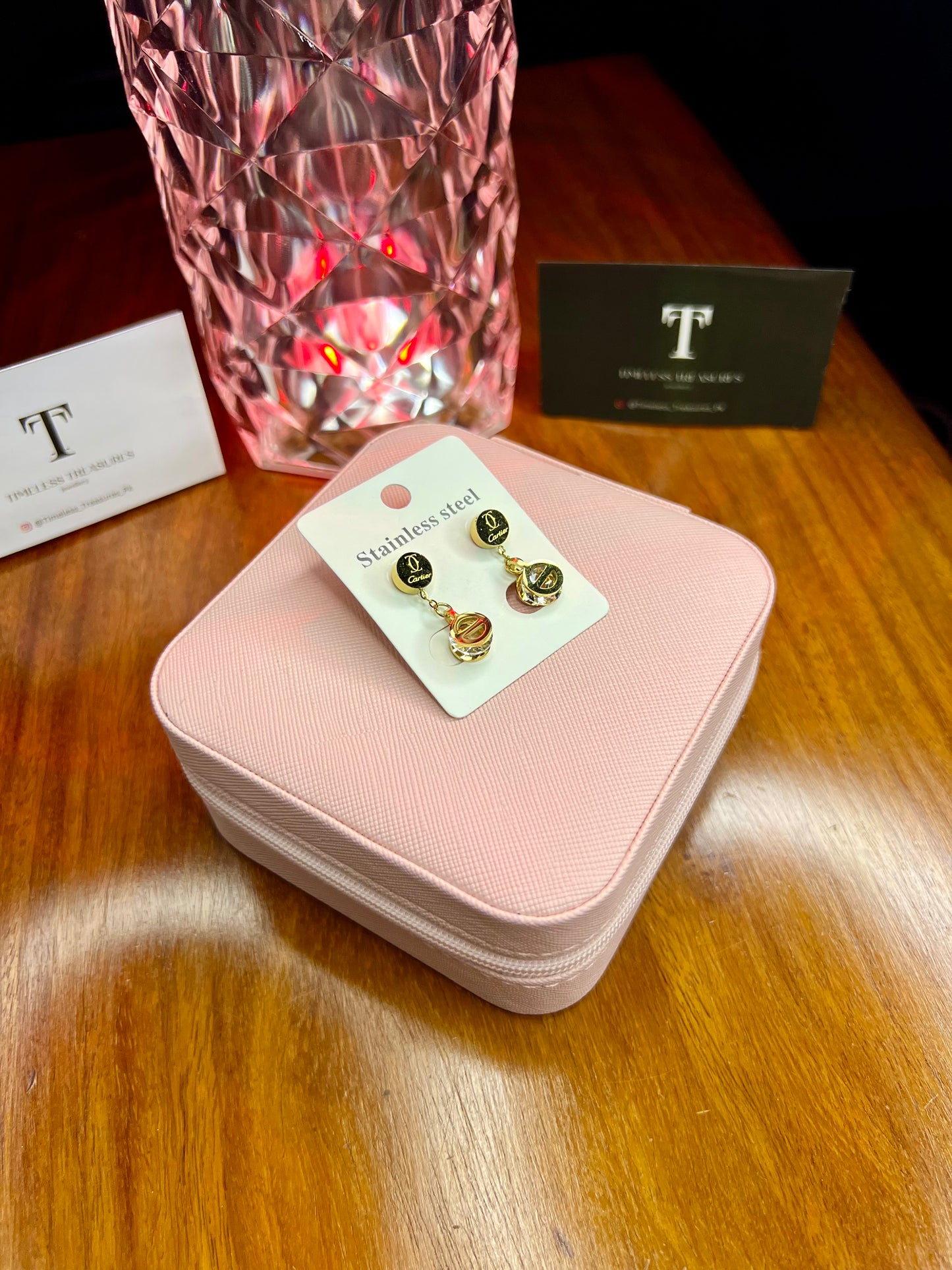 Premium Quality Stainless Steel 18k Cartier Drop Stone Earrings