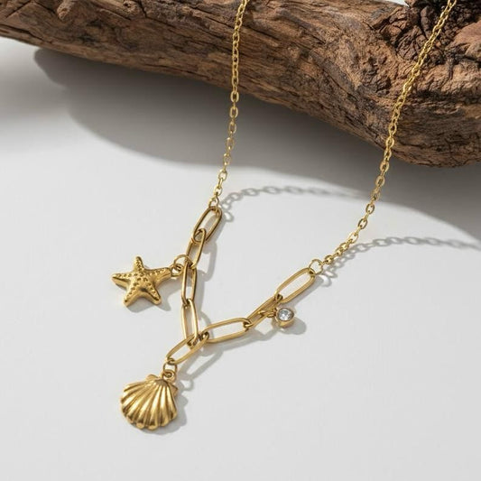 Premium Quality Stainless Steel 18k Sea Charm Gold Necklace