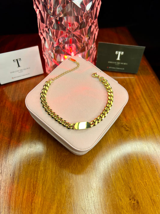 Premium Quality Stainless Steel 18k Gold Tag Bracelet