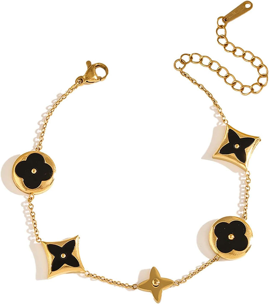 Premium Quality Stainless Steel 18k Noir Blossom Bracelet