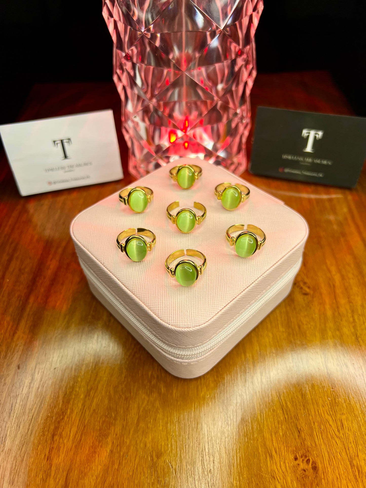 Premium Quality Stainless Steel 18k Green Stone Ring