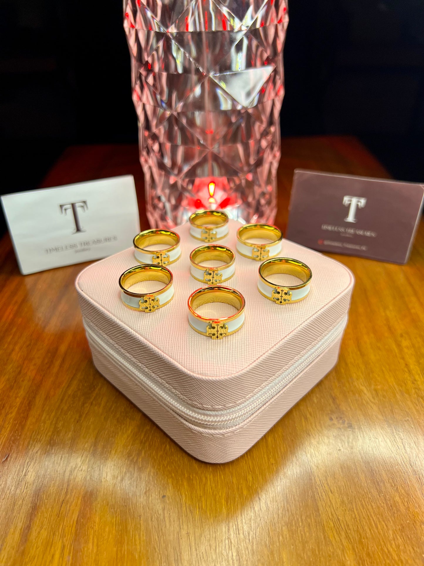 Premium Quality Stainless Steel 18k Tory White Luxury Ring