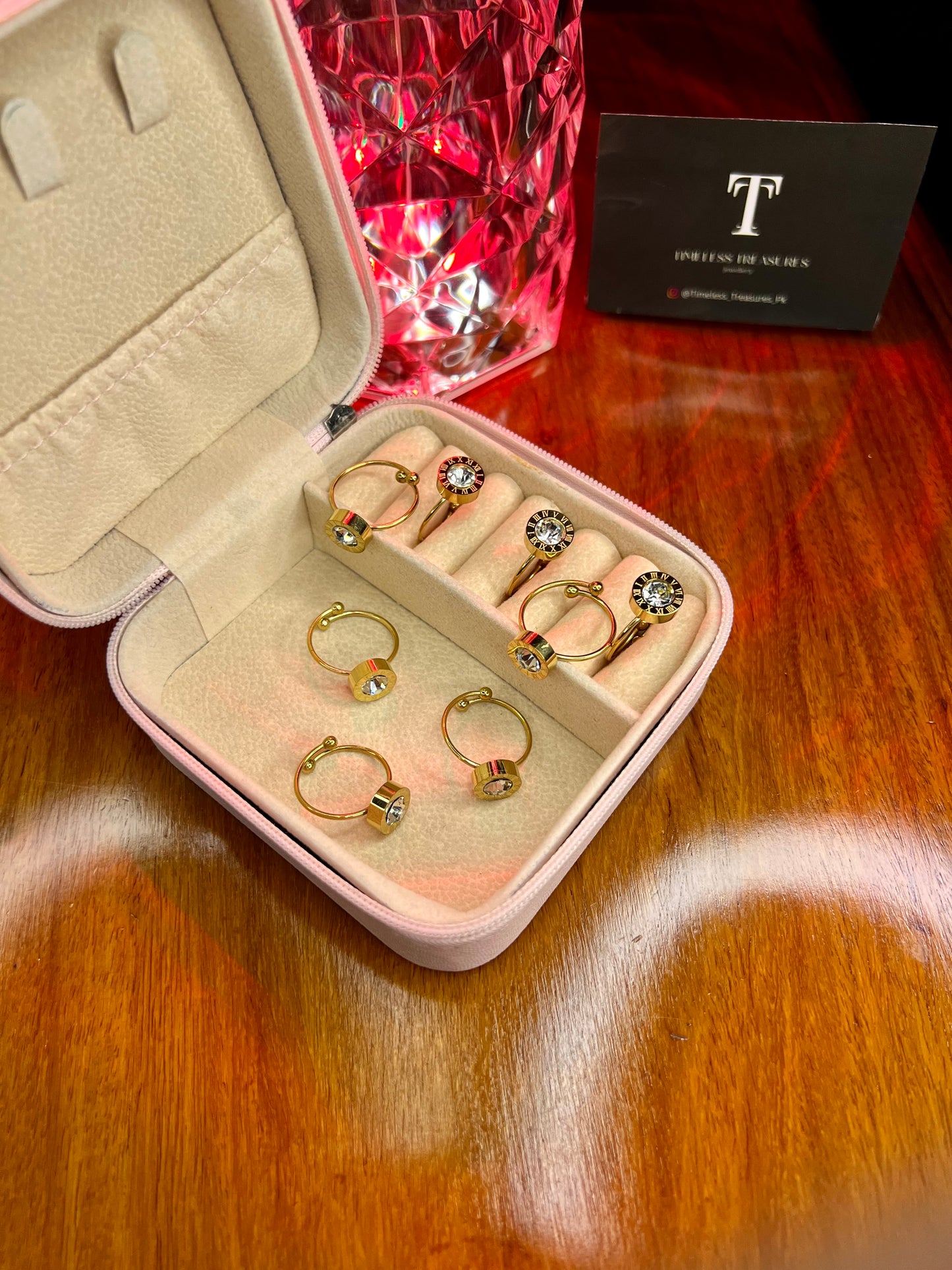 Premium Quality Stainless Steel 18k Roman Stone Ring