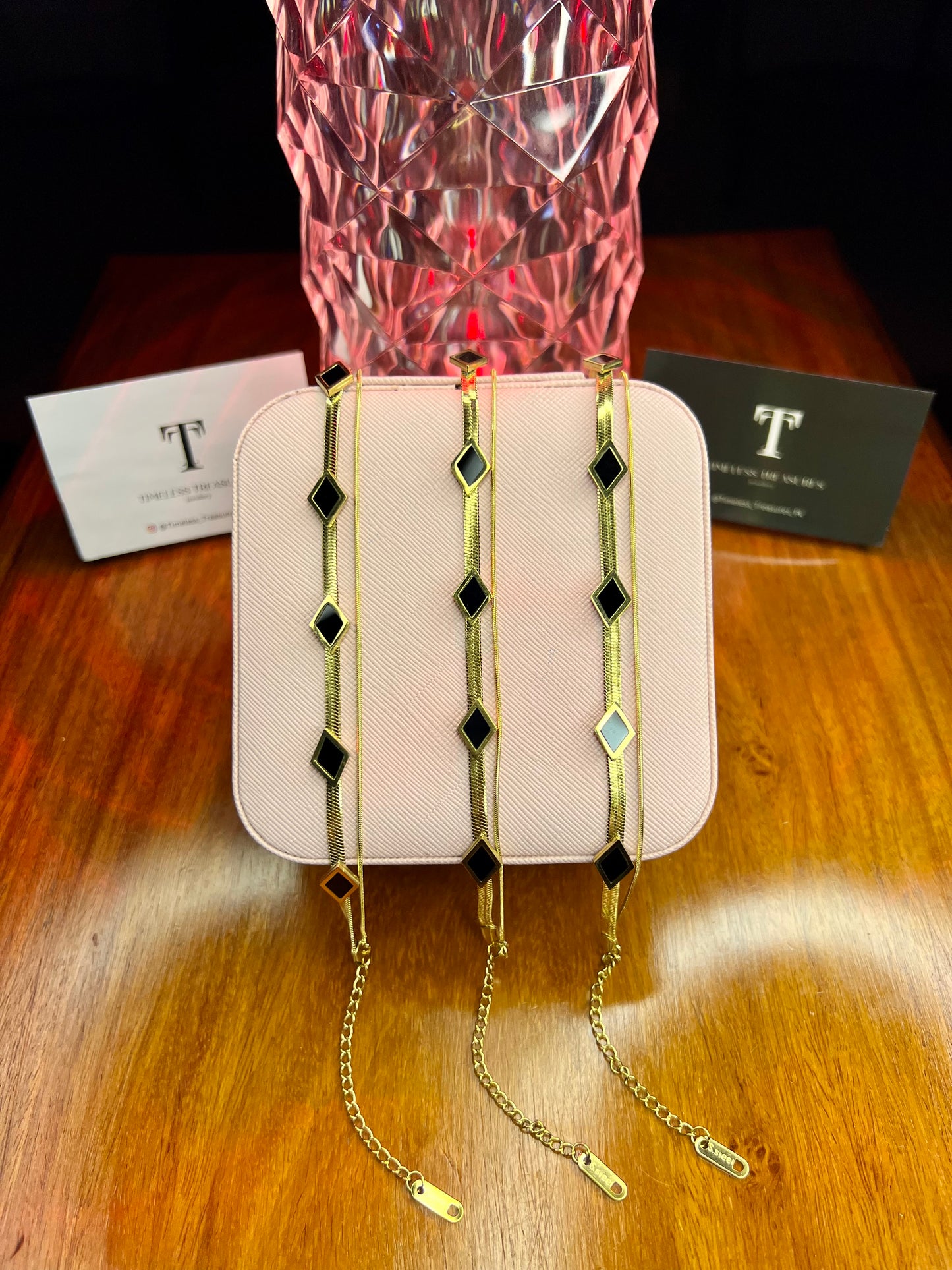 Premium Quality Stainless Steel 18k spades Double Chain Bracelet