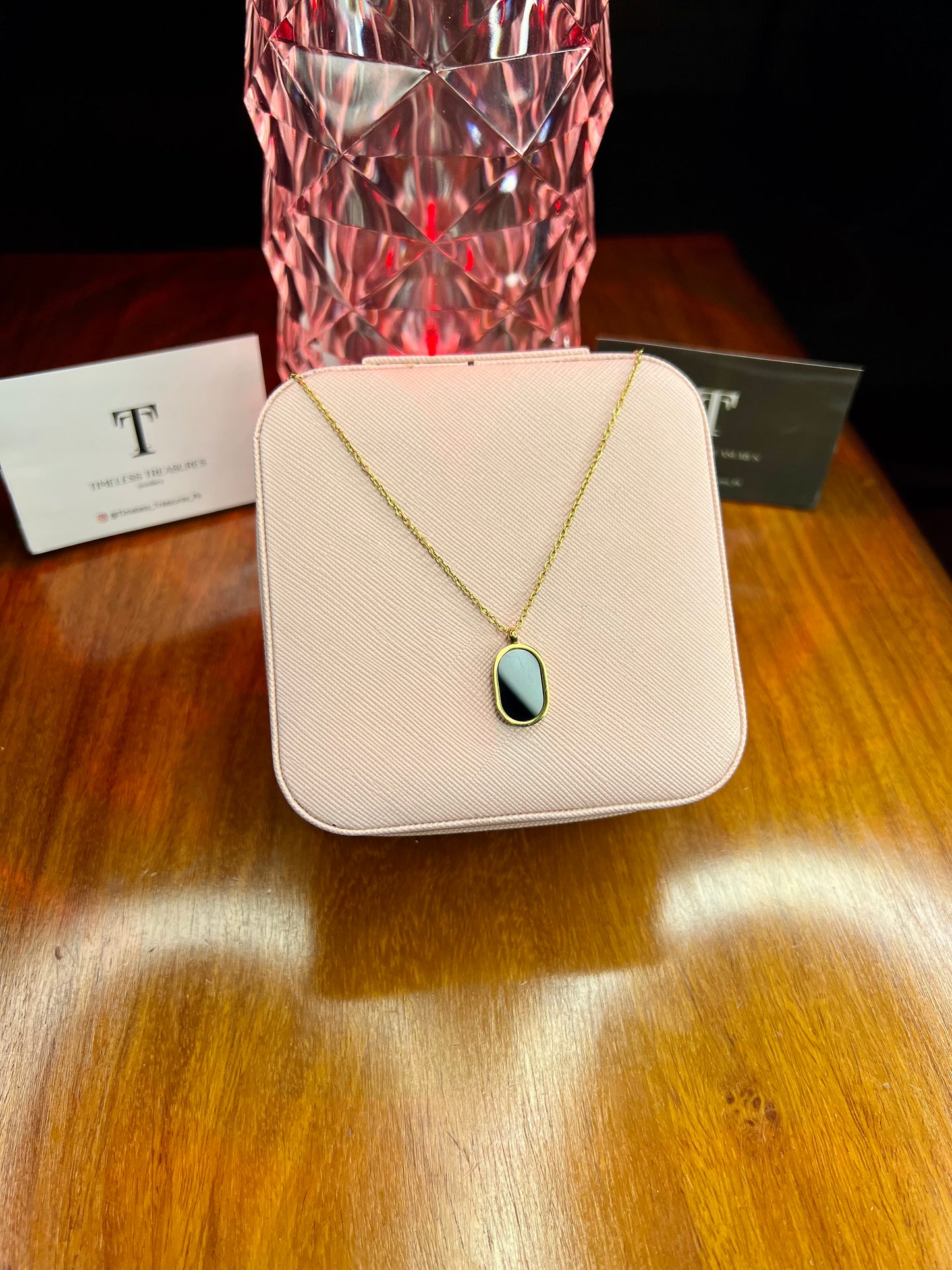 Premium Quality Stainless Steel 18k Black Dial Necklace