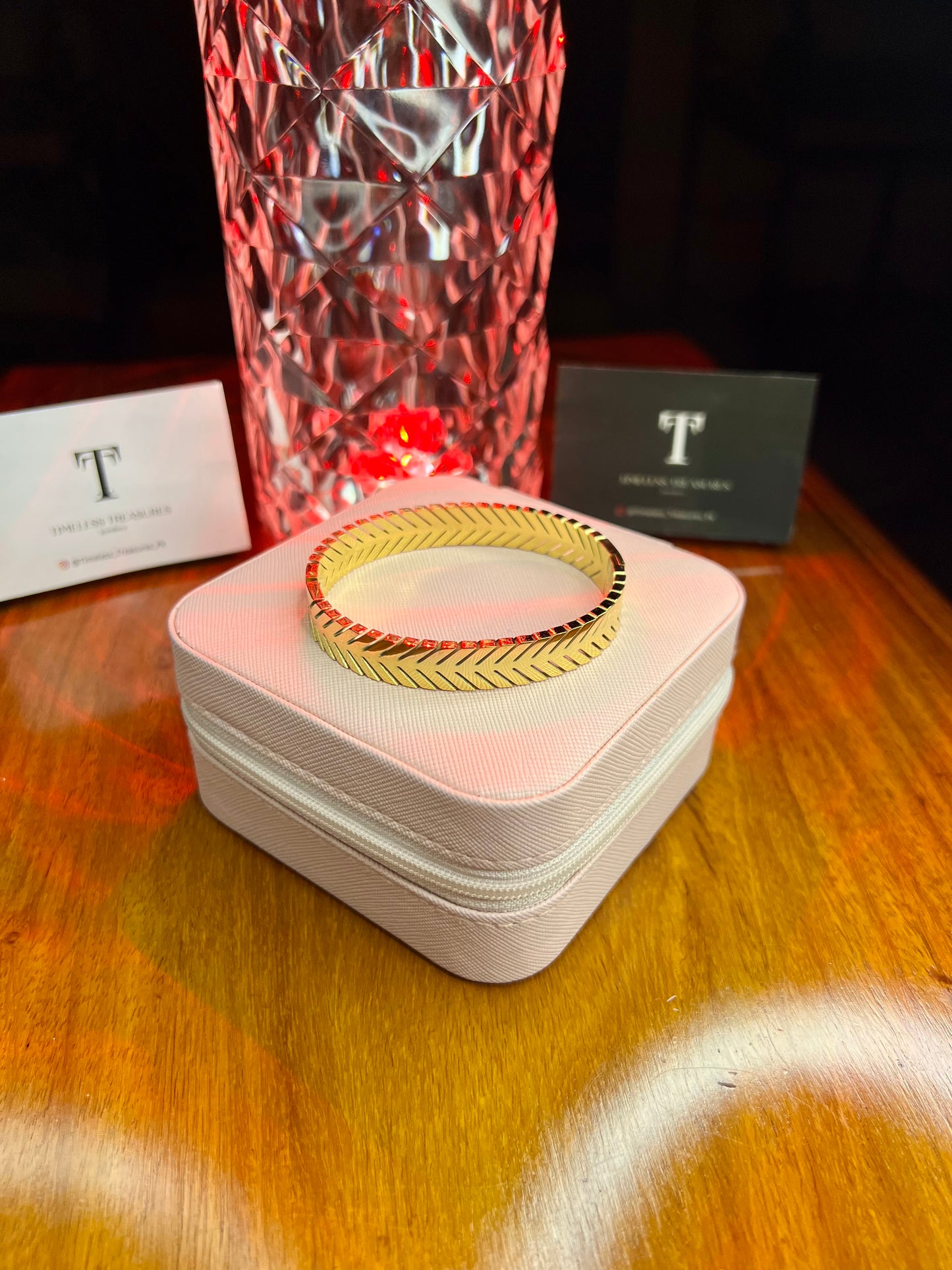 Premium Quality Stainless Steel 18k Chevron Gold Cuff