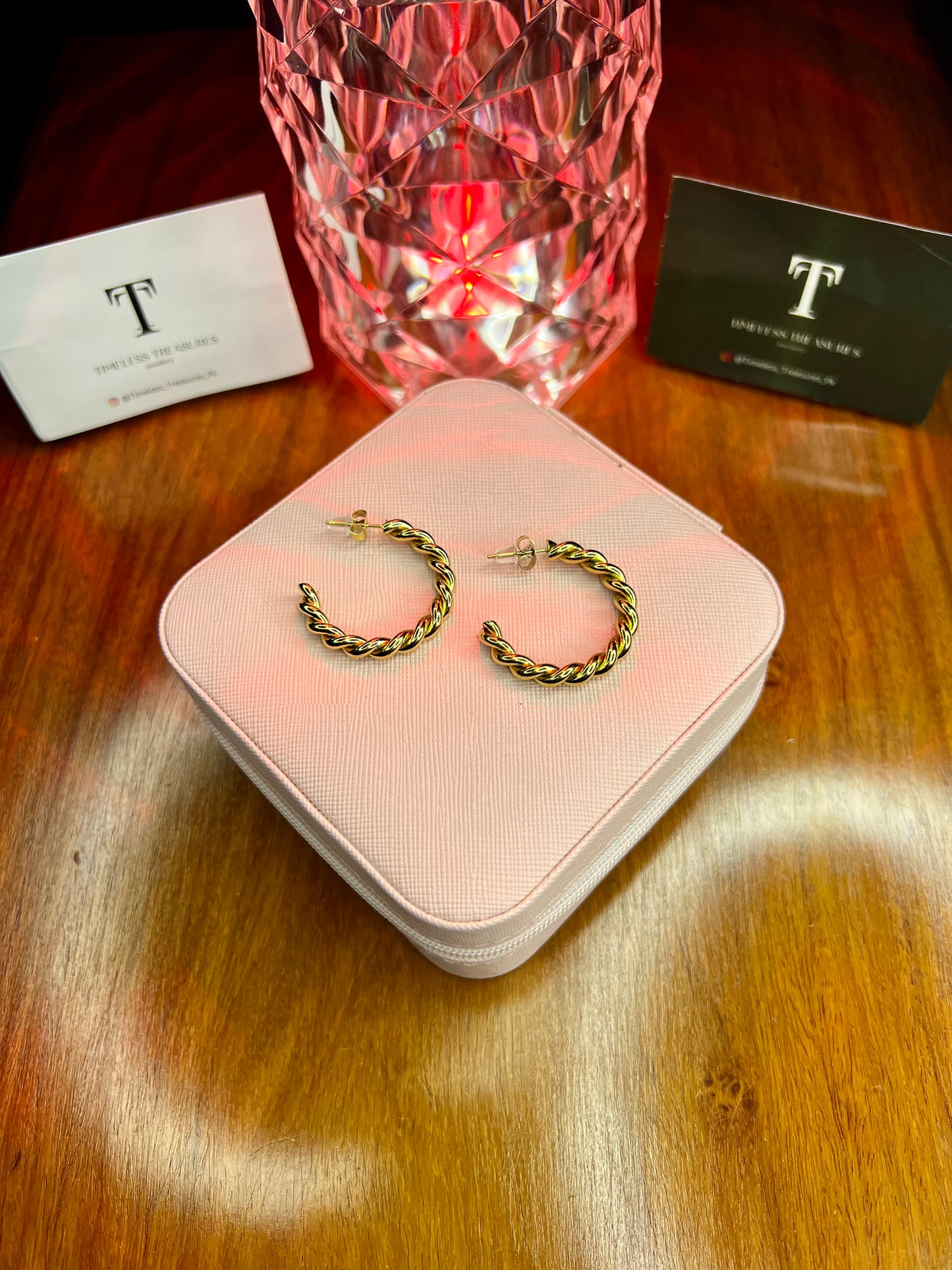 Premium Quality Stainless Steel 18k Twisted Gold hoops