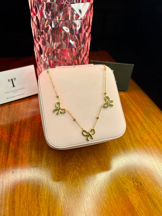 Premium Quality Stainless Steel 18k 3 Motifs Coquette Necklace