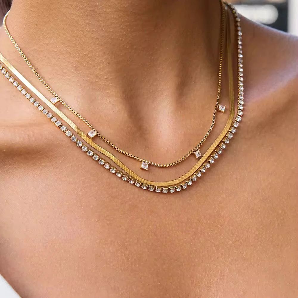 Premium Quality Stainless Steel 18k Queen of Elegance Layered Necklace