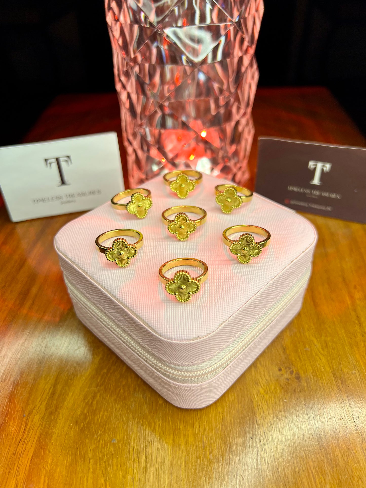 Premium Quality Stainless Steel 18k Golden Clover Ring