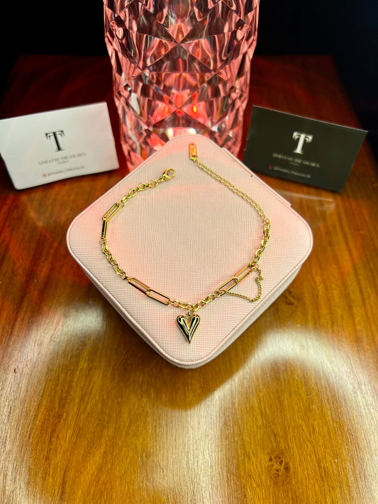 Premium Quality Stainless Steel 18k Golden Heart Bracelet