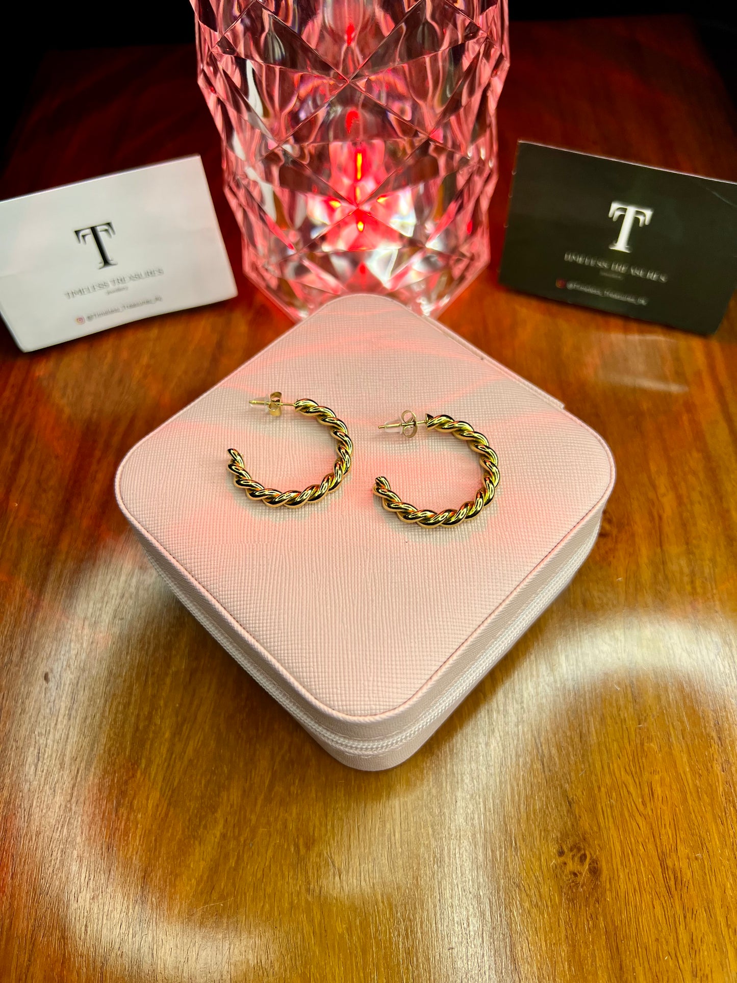 Premium Quality Stainless Steel 18k Twisted Gold hoops