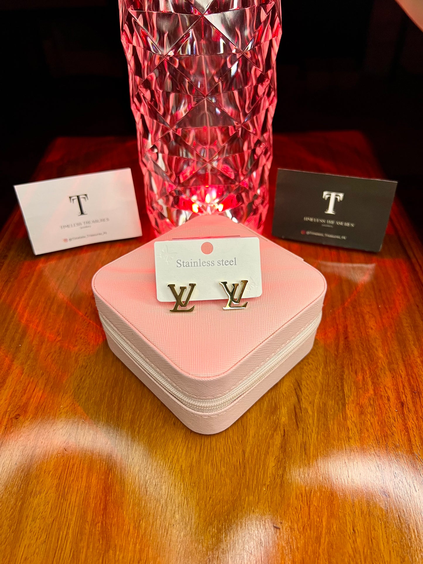 Premium Quality Stainless Steel 18k Lv Gold Earrings