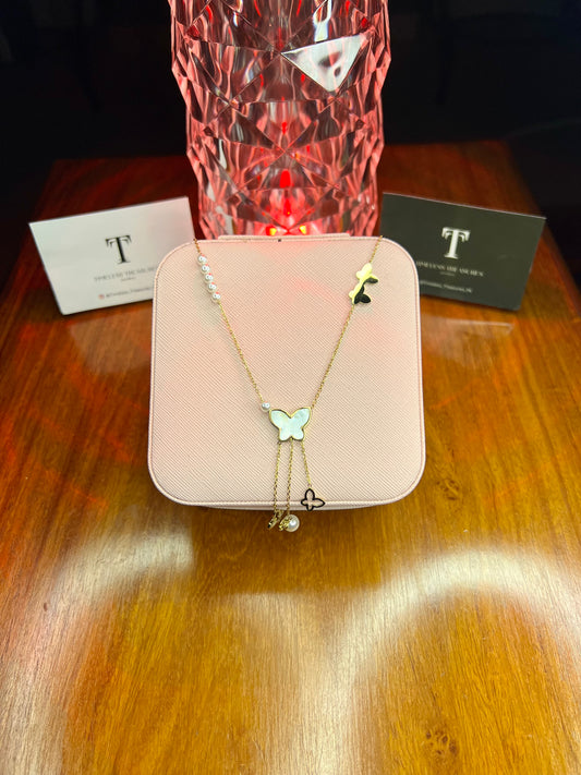 Premium Quality Stainless Steel 18k Butterfly Drop Necklace