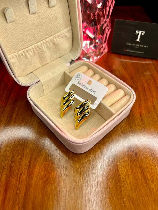 Premium Quality Stainless Steel 18k Auric Waves EarStuds
