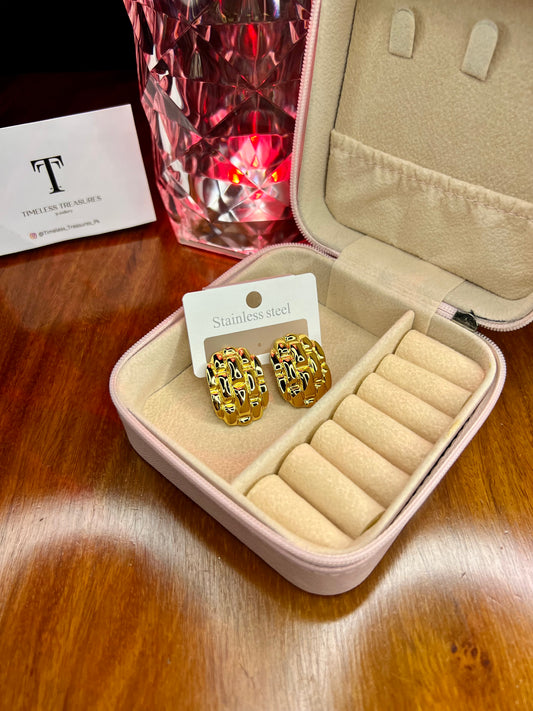 Premium Quality Stainless Steel 18k Golden Weave Earrings