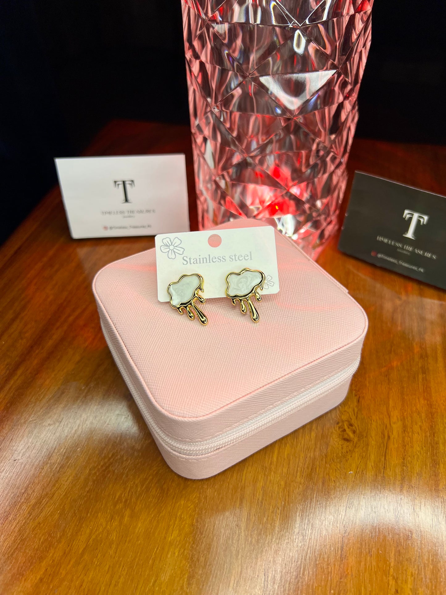 Premium Quality Stainless Steel 18k Luxury White Enamel Earrings