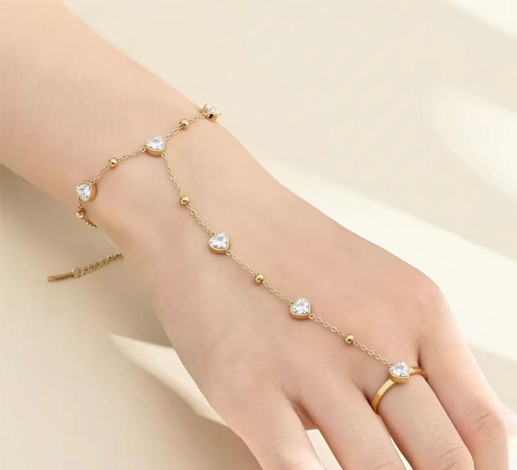 Premium Quality Stainless Steel 18k Stone Heart Ringlet