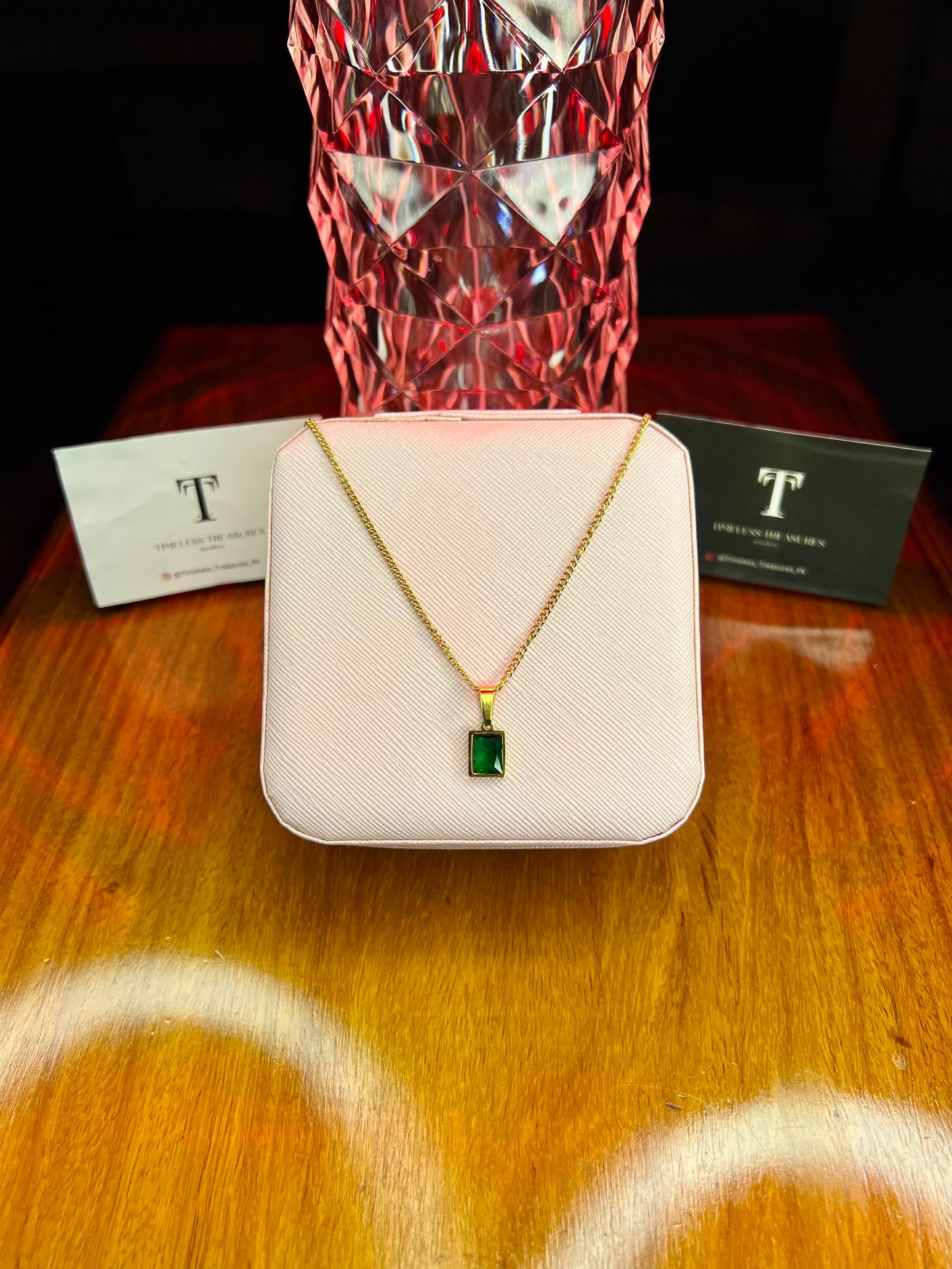 Premium Quality Stainless Steel 18k Emerald Square Pendant