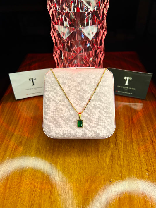 Premium Quality Stainless Steel 18k Emerald Square Pendant