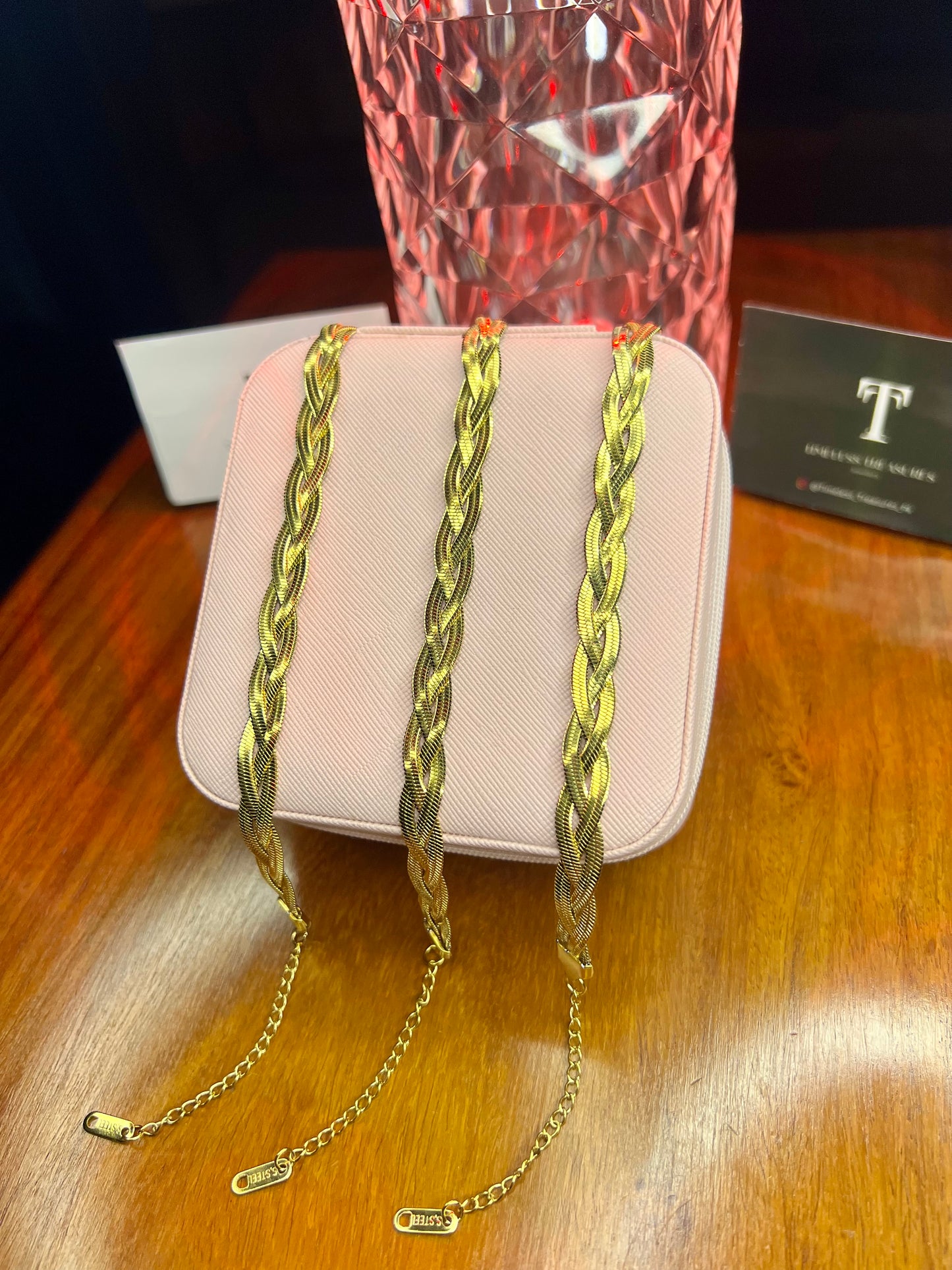 Premium Quality Stainless Steel 18k Snake Chain Braided Bracelet