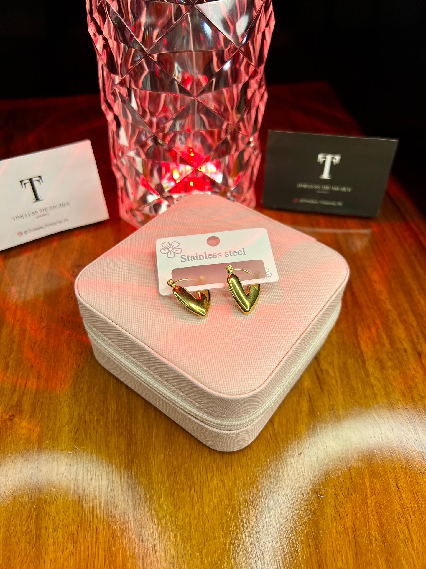 Premium Quality Stainless Steel 18k Lux Heart Earrings