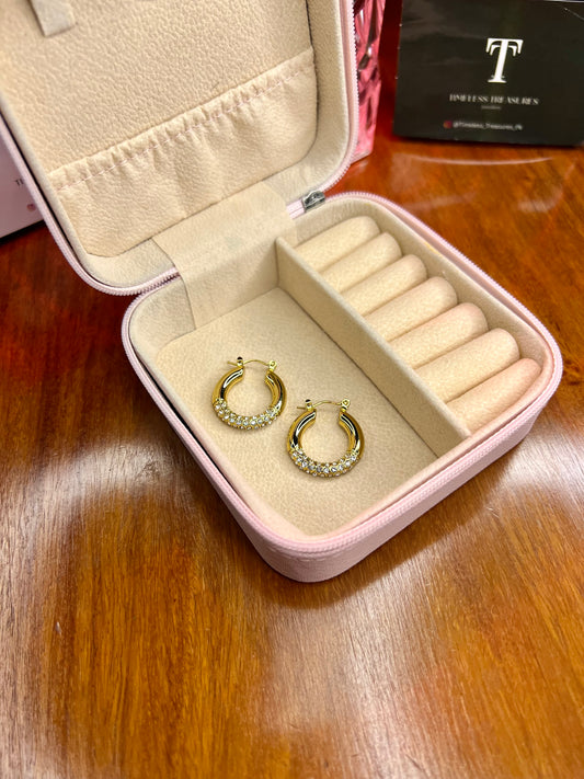 Premium Quality Stainless Steel 18k Zircon Gold Hoops