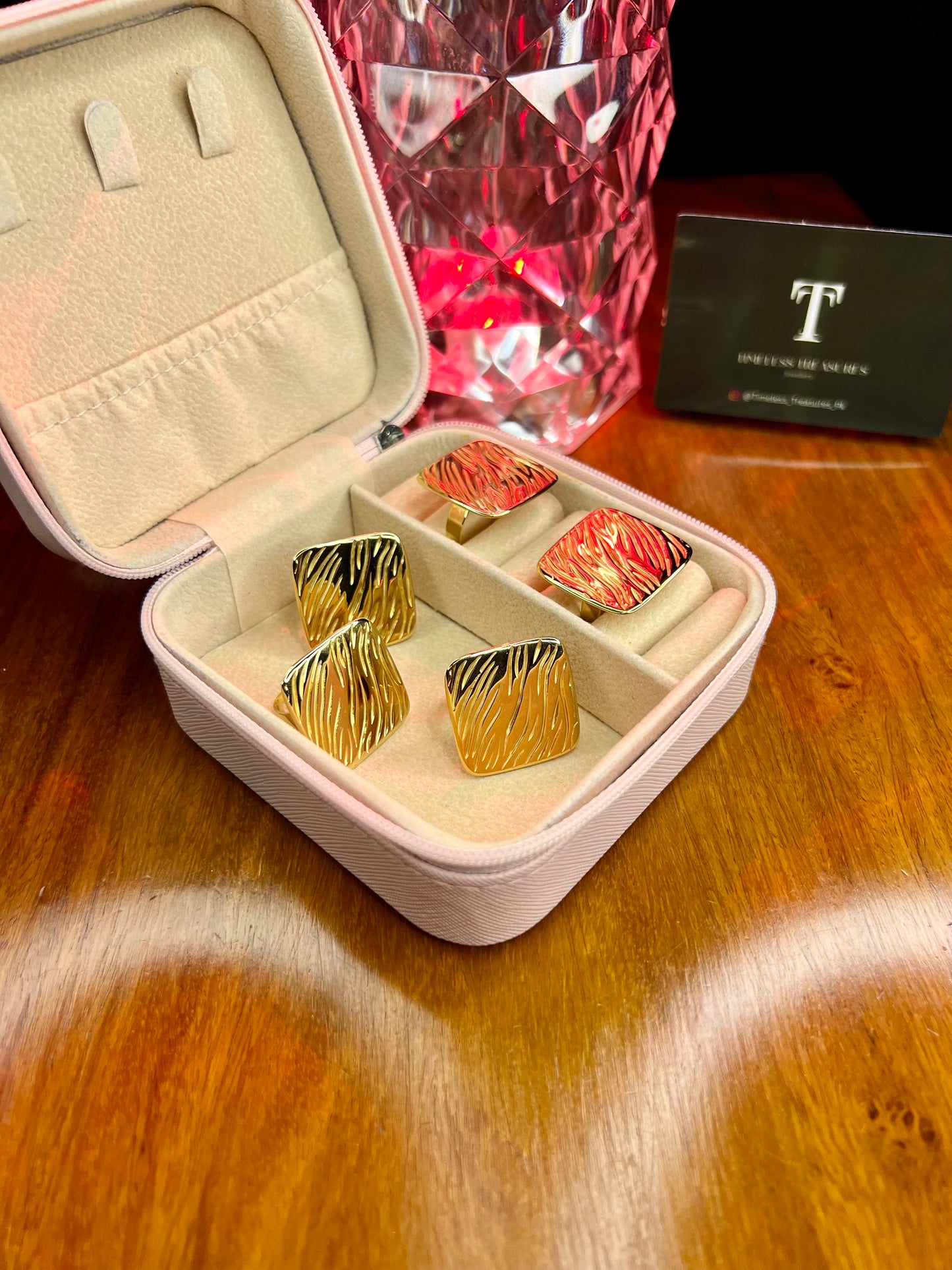 Premium Quality Stainless Steel 18k Large Square Shape Ring