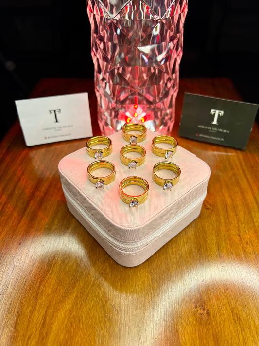 Premium Quality Stainless Steel 18k Cartier Stone Double Ring