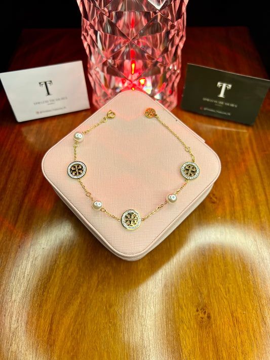 Premium Quality Stainless Steel 18k Tory Pearl Luxury Bracelet