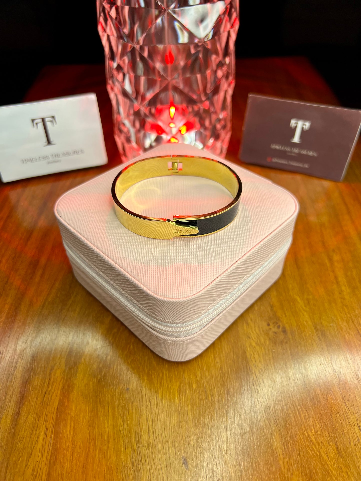 Premium Quality Stainless Steel 18k Gold N Black Arc Handcuff