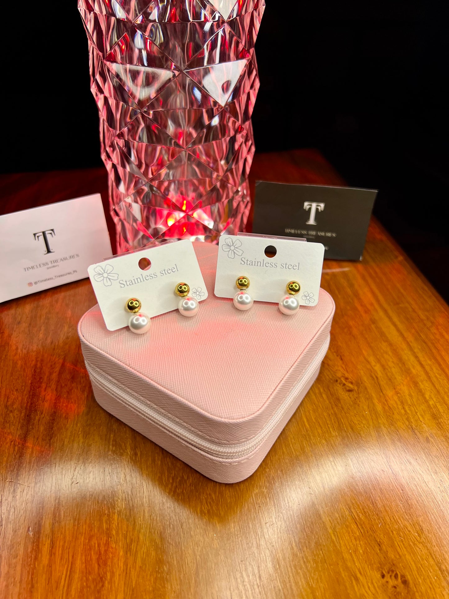 Premium Quality Stainless Steel 18k Pearl Drop Gold Earrings