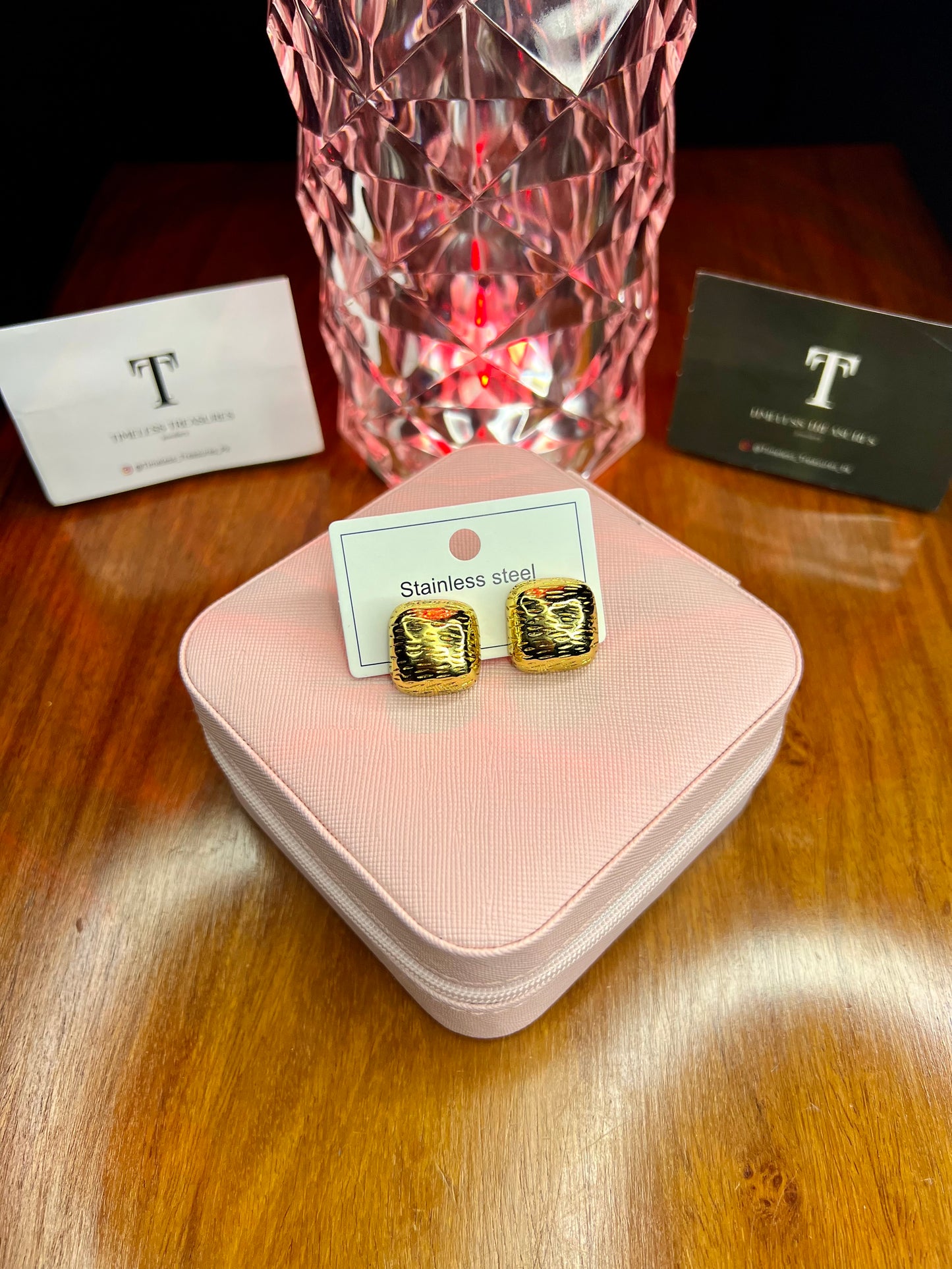 Premium Quality Stainless Steel 18k Square Gold EarStuds