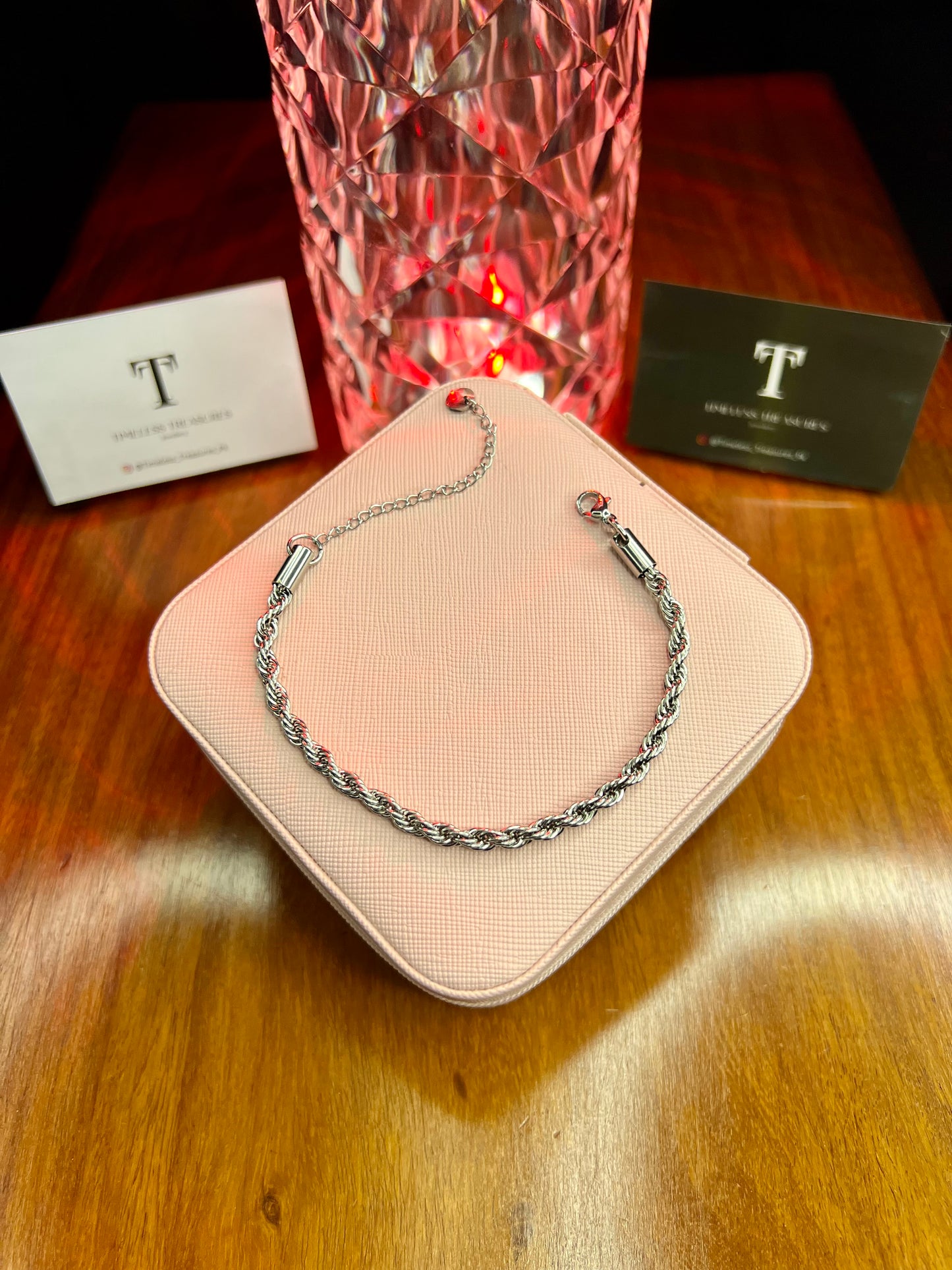 Premium Quality Stainless Steel 18k Rope Chain Bracelet (Silver)